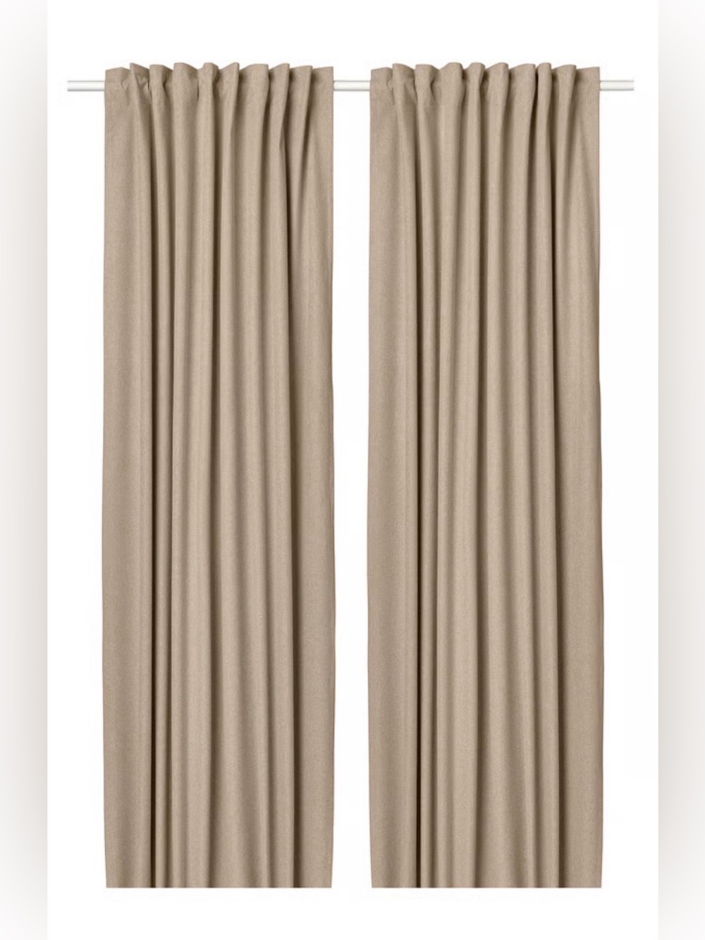 IKEA ROSENMANDEL Room darkening curtains, yellow-beige w heading tape  53x98"